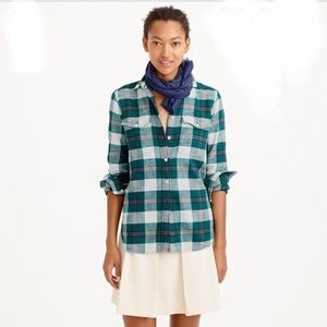 J. Crew Boyfriend Flannel in Bluegrass Plaid Green